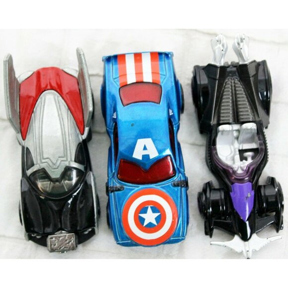 Marvel Hot Wheels Vehicles Character Cars Lot 3 Captain America Thor Hawkeye Toy - Picture 1 of 12